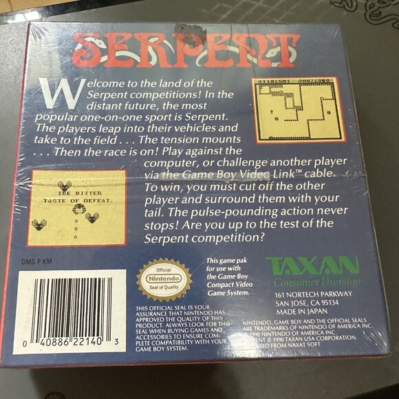 Serpent Nintendo Game Boy 1990 Taxan CIB New Sealed - Picture 2 of 12